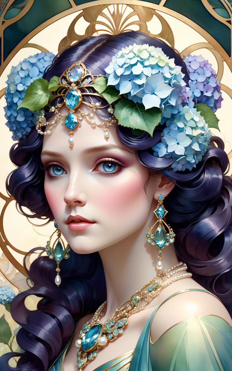 04786-2861196730-Art nouveau goddess hydrangeas gems crystals jewelry pearls watercolor, 8k resolution concept art portrait by Greg Rutkowski, Ar.png